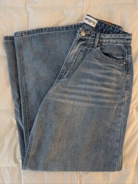 Princess Polly Wide Leg Jeans High Waisted Medium Wash Denim Size 4